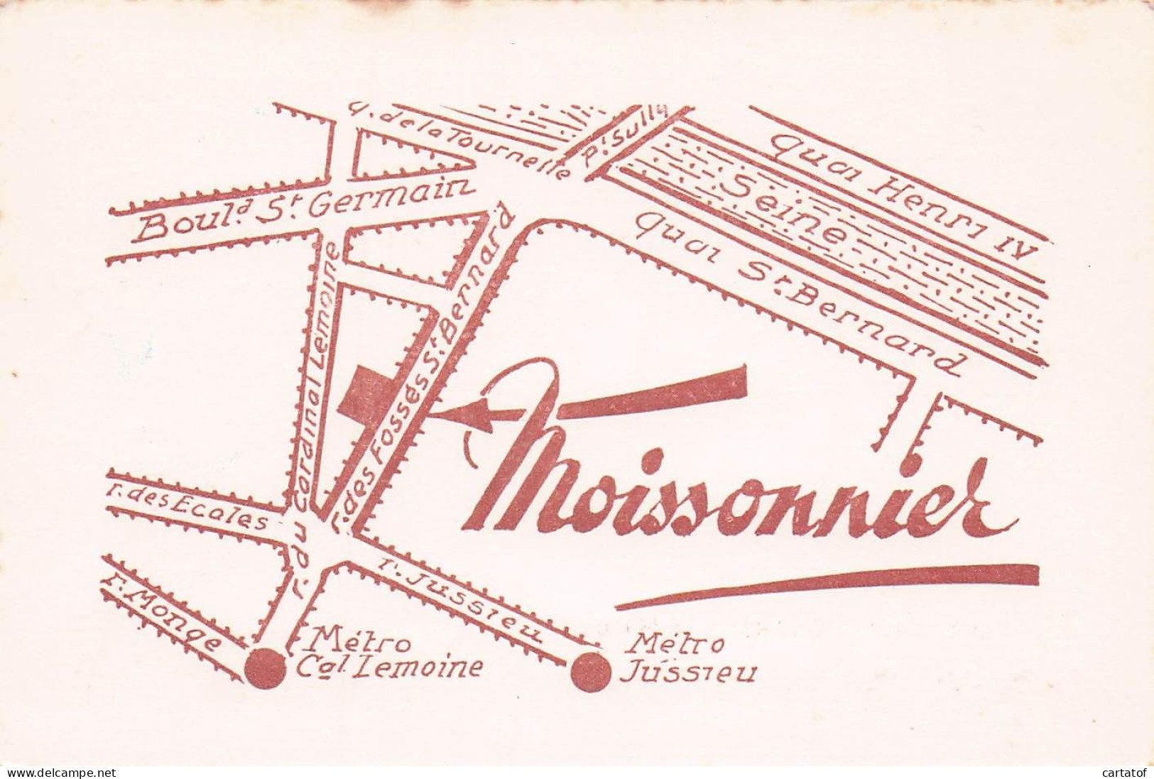 Restaurant MOISSONNIER . PARIS Ve . - Cartas De Hotels