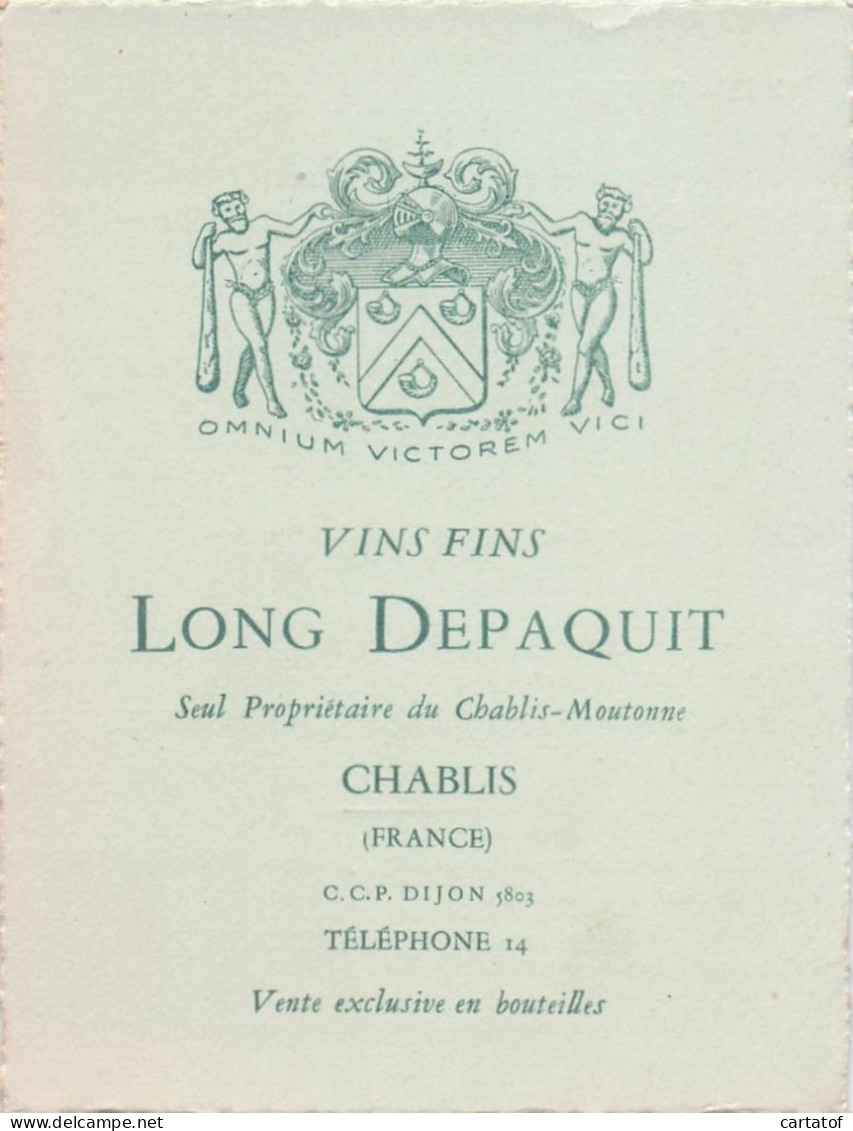 LONG DEPAQUIT . CHABLIS . Vins Fins .  - Visitekaartjes