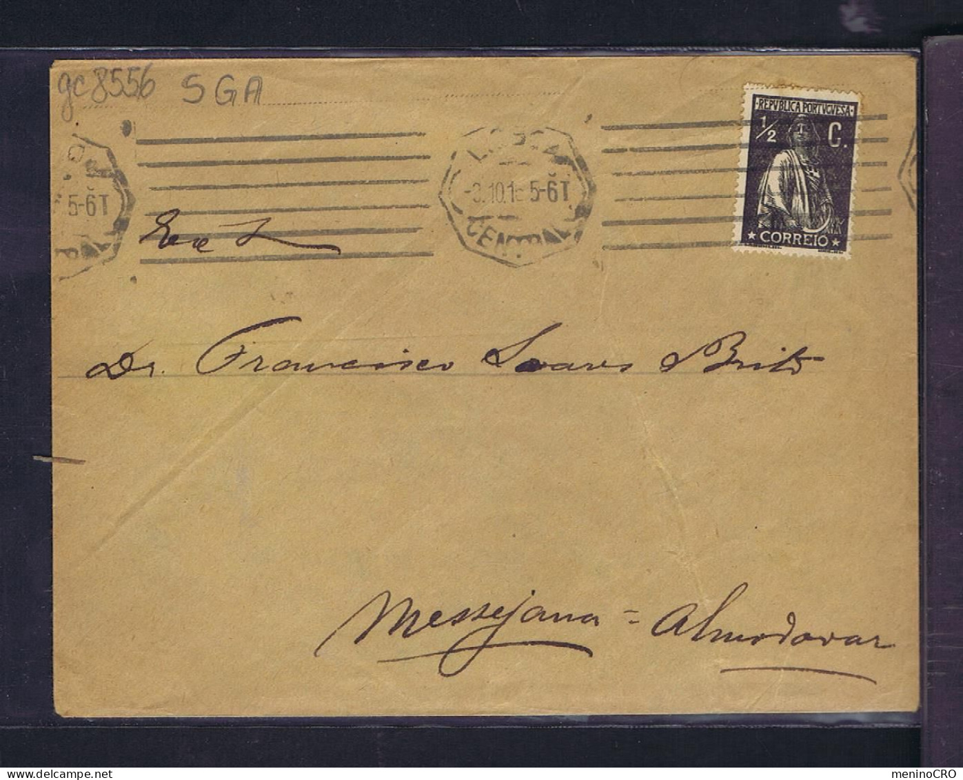 Gc8556 PORTUGAL "CERES" Mailed 1916 ! Lisboa »Almodovar- Messejana - Brieven En Documenten