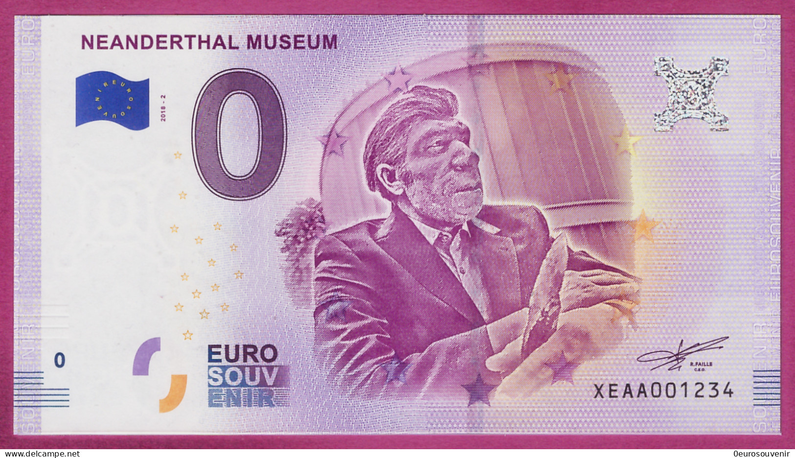 0-Euro XEAA 2018-2  # 1234 !  NEANDERTHAL MUSEUM - Private Proofs / Unofficial