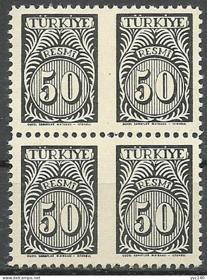 Turkey; 1957 Official Stamp 50 K. ERROR "Partially Imperf." - Dienstzegels