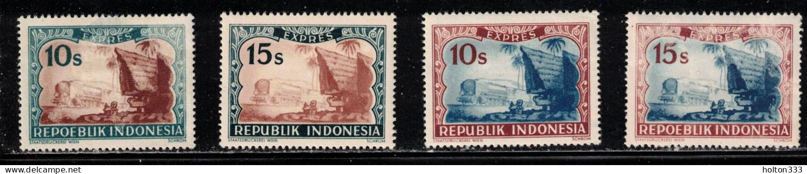 INDONESIA Scott # E1, E1A, E1B, E1C MH - Special Delivery Stamps - Indonesia