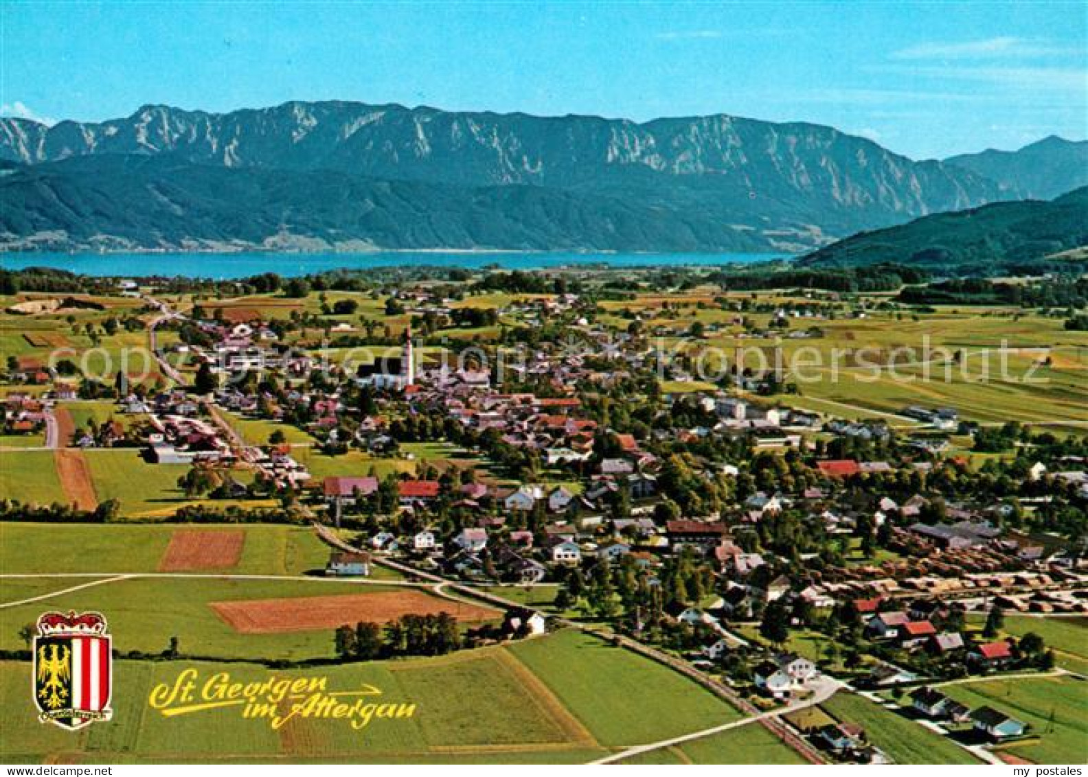 73339392 St Georgen Attergau Fliegeraufnahme Mit Attersee Hoellengebirge St Geor - Altri & Non Classificati