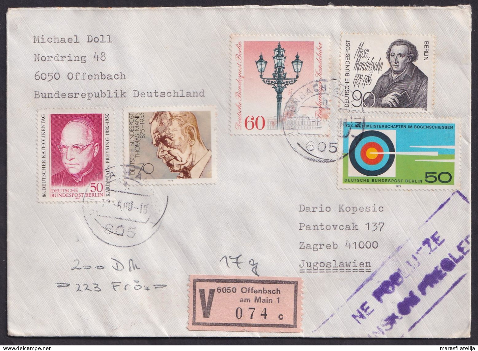 Germany, BRD 1980, Offenbach Nice Value Letter To Yugoslavia - Sonstige & Ohne Zuordnung