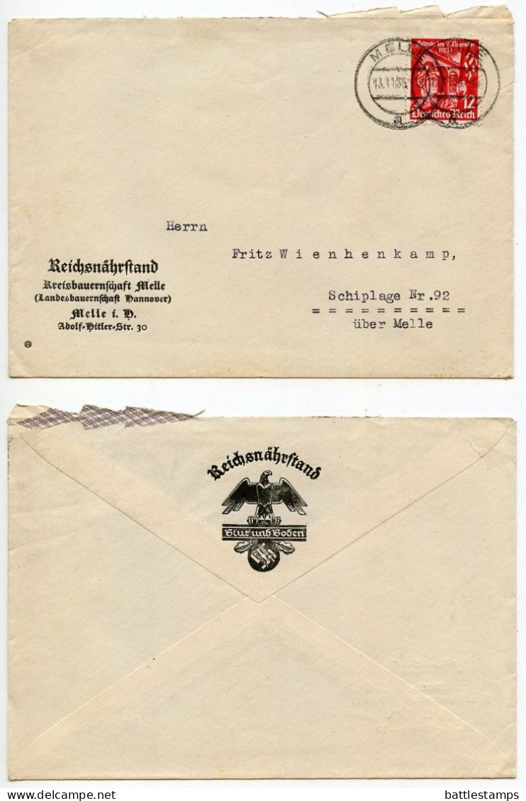 Germany 1935 Cover; Reichsnährstand Kreisbauernschaft Melle (Landesbauernschaft Hannover); 12pf. 1st Putsch 12th Anniv. - Brieven En Documenten
