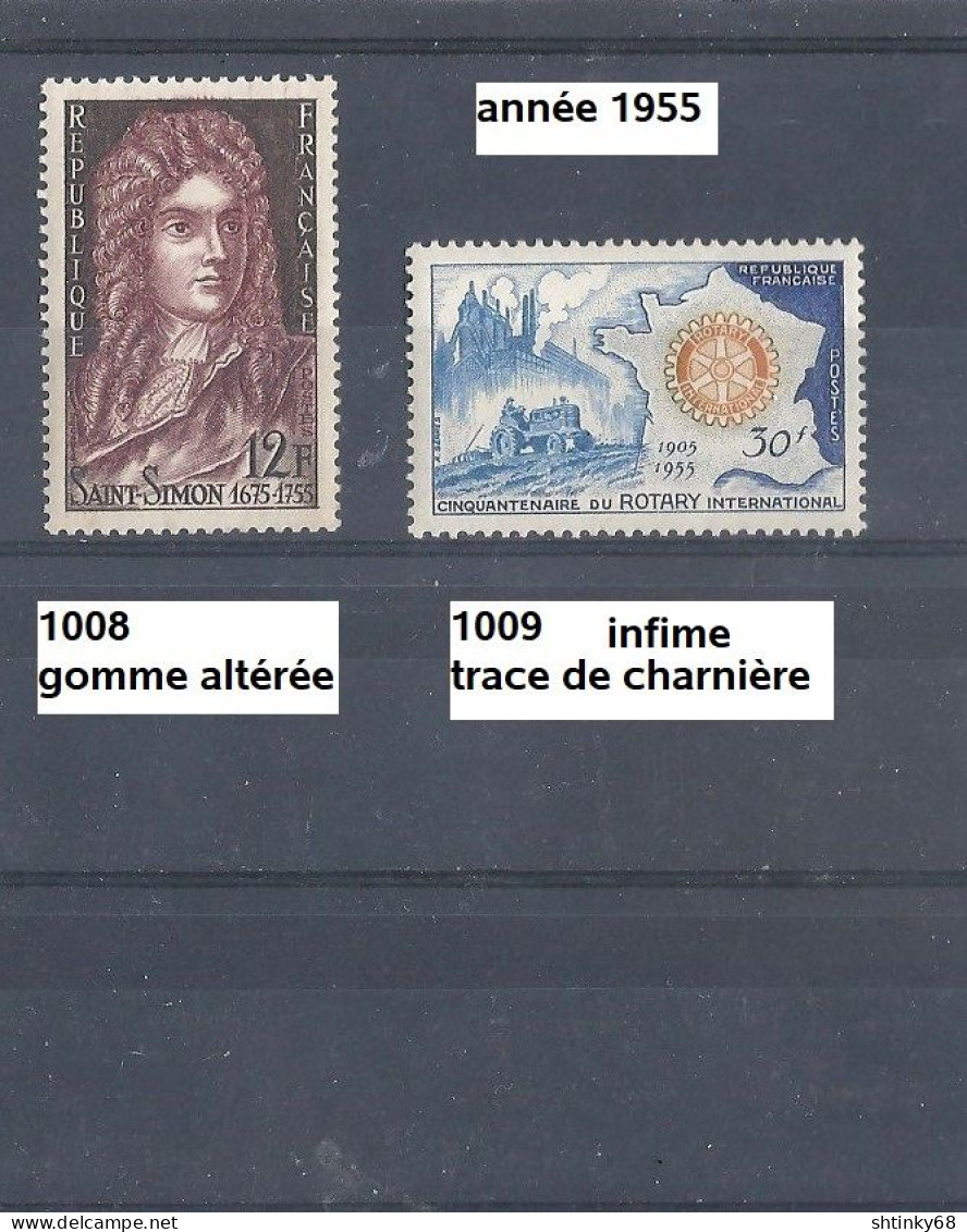 2 Timbres De 1955 Neuf* Y&T N° 1008-1009 - Ungebraucht