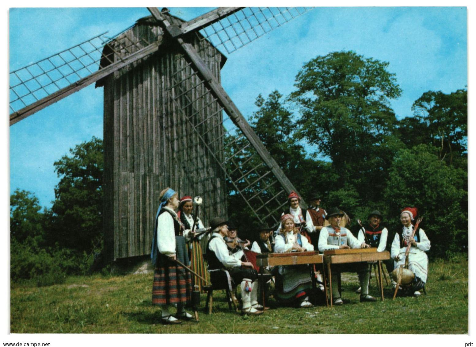 Folk Ensemble, Windmill Estonian Open Air Museum Tallinn Soviet Estonia USSR 1980 Postal Stationery Postcard Unused - 1980-91