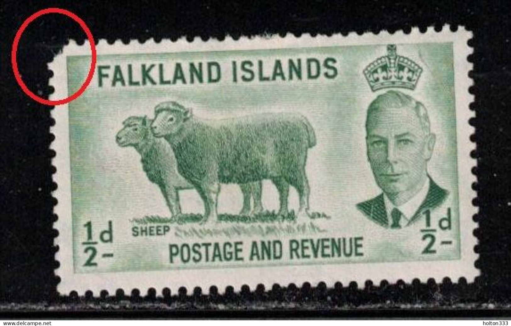 FALKLAND ISLANDS Scott # 107 MH - KFVI & Sheep - Falklandinseln