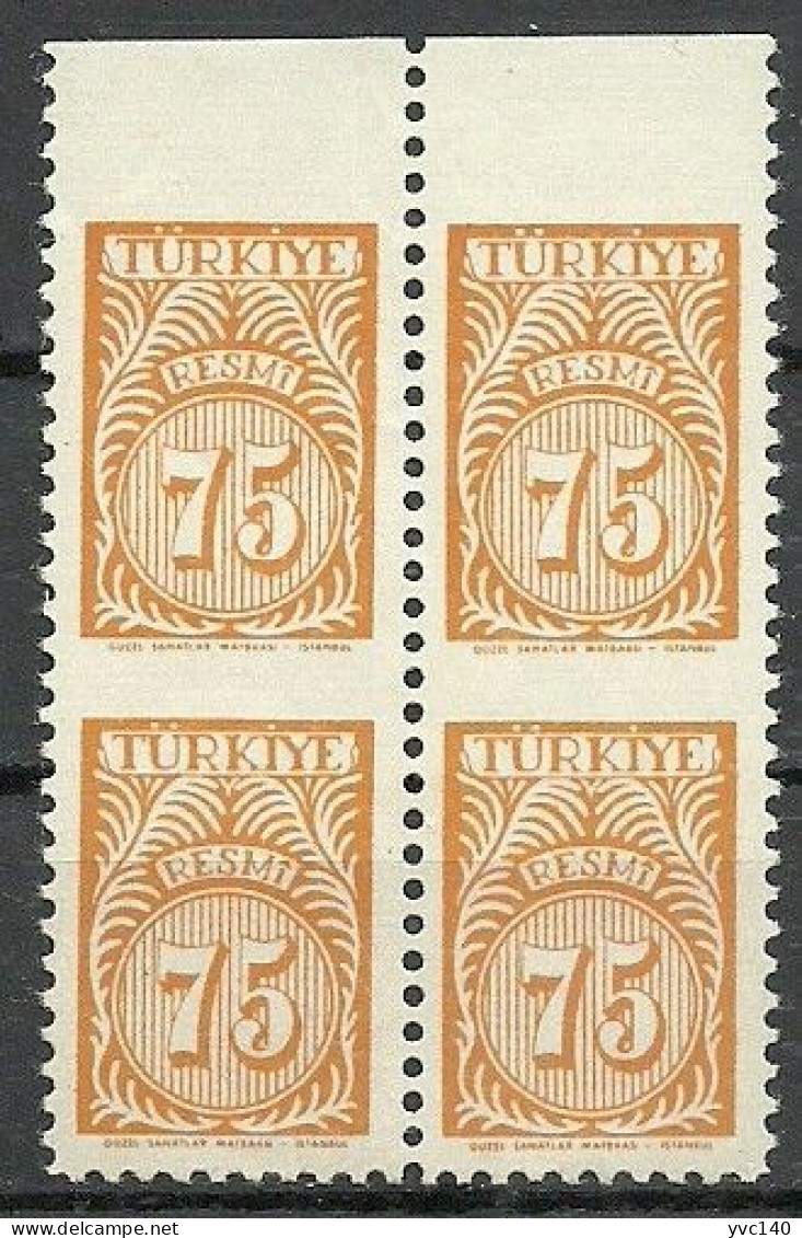 Turkey; 1957 Official Stamp 75 K. ERROR "Partially Imperf." - Francobolli Di Servizio