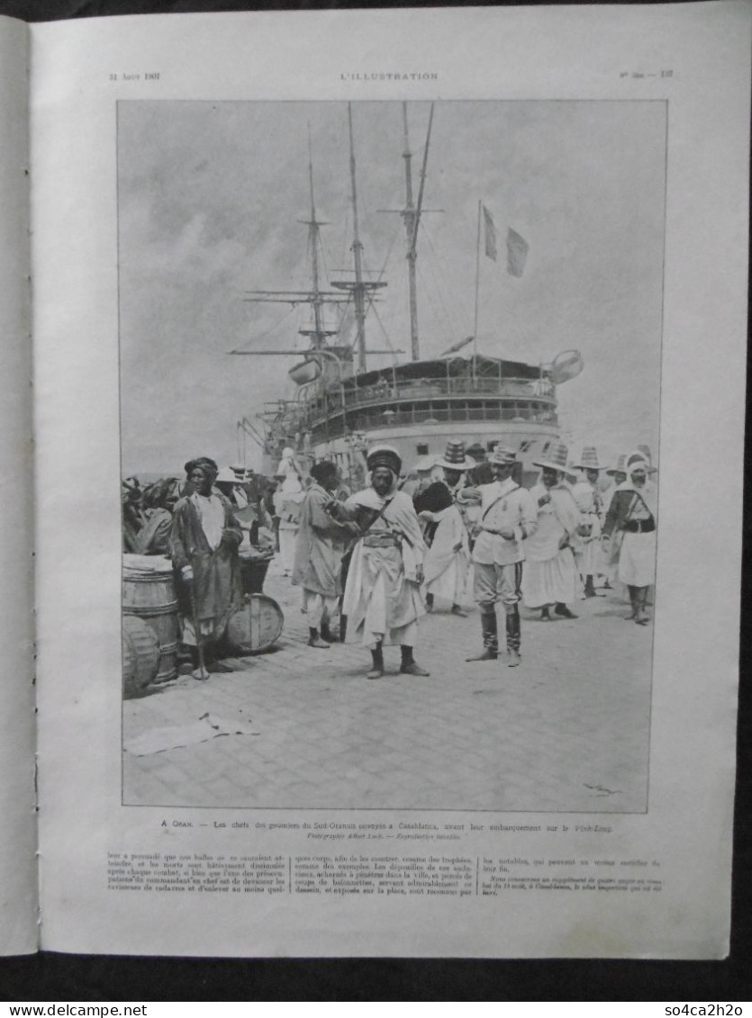 L'ILLUSTRATION N°3366 31/08/1907 Coup D'état Au Maroc Moulaï-Hafid Nouveau Sultan L'accident De Chemin De Fer De Coutras - Andere & Zonder Classificatie