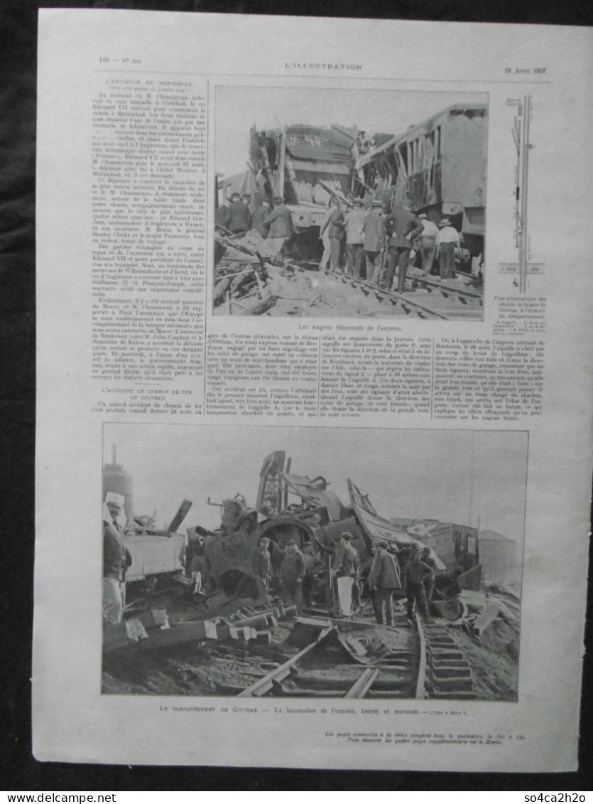 L'ILLUSTRATION N°3366 31/08/1907 Coup D'état Au Maroc Moulaï-Hafid Nouveau Sultan L'accident De Chemin De Fer De Coutras - Sonstige & Ohne Zuordnung