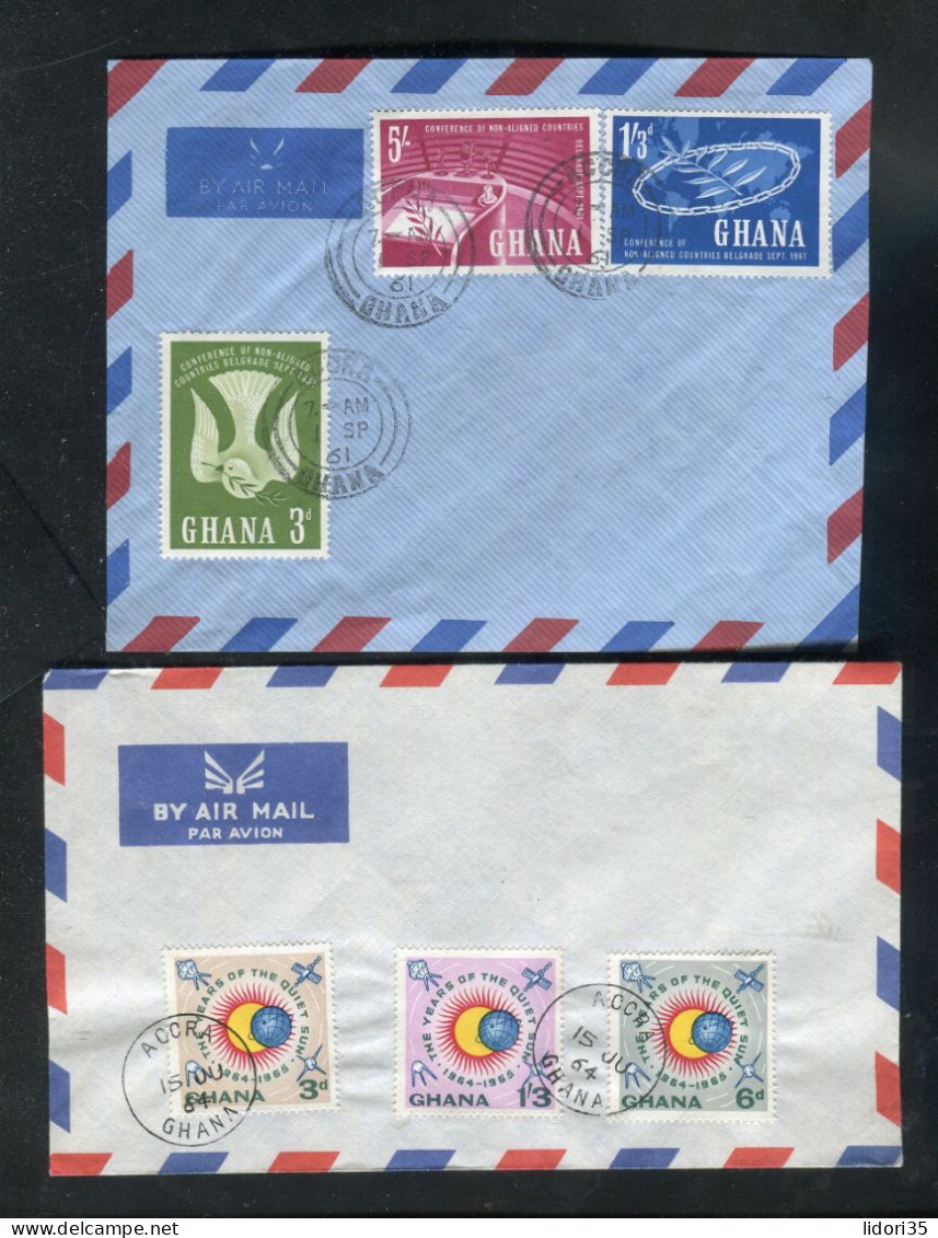 "GHANA" 1961 Ff., Mi. 103-105 Und 170-172 Je Auf Blancobrief Und Mit Ersttags-SSt. (L1184) - Ghana (1957-...)