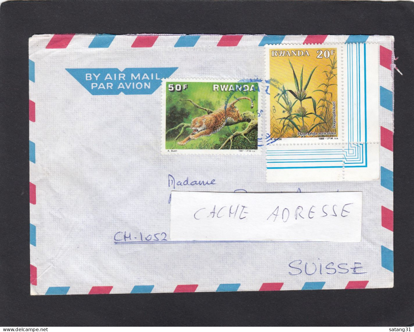 LETTRE DE KIGALI, AVEC TIMBRES "FELIN/VEGETAUX",  POUR LA SUISSE. - Covers & Documents