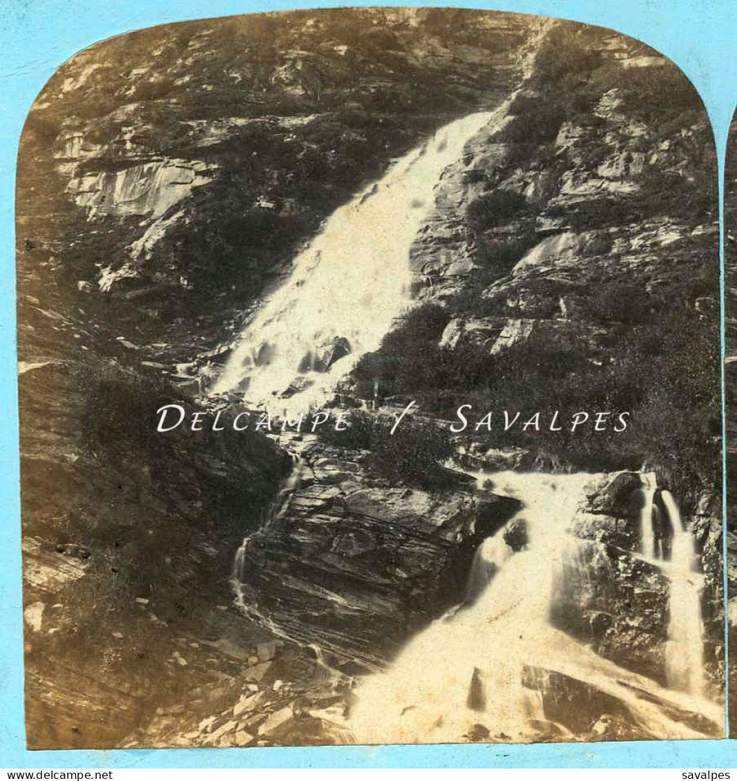 Suisse Grisons * Source Du Rhin, Vallée Rheinwald - Photo Stéréoscopique Braun Vers 1865 - Stereo-Photographie