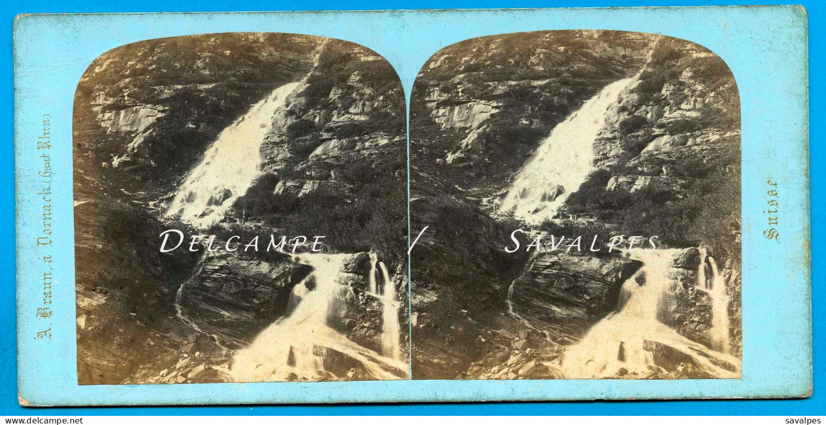 Suisse Grisons * Source Du Rhin, Vallée Rheinwald - Photo Stéréoscopique Braun Vers 1865 - Stereoscopic