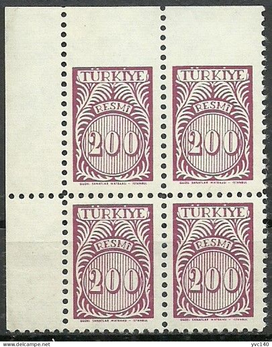 Turkey; 1957 Official Stamp 200 K. ERROR "Imperf. Edge" - Official Stamps