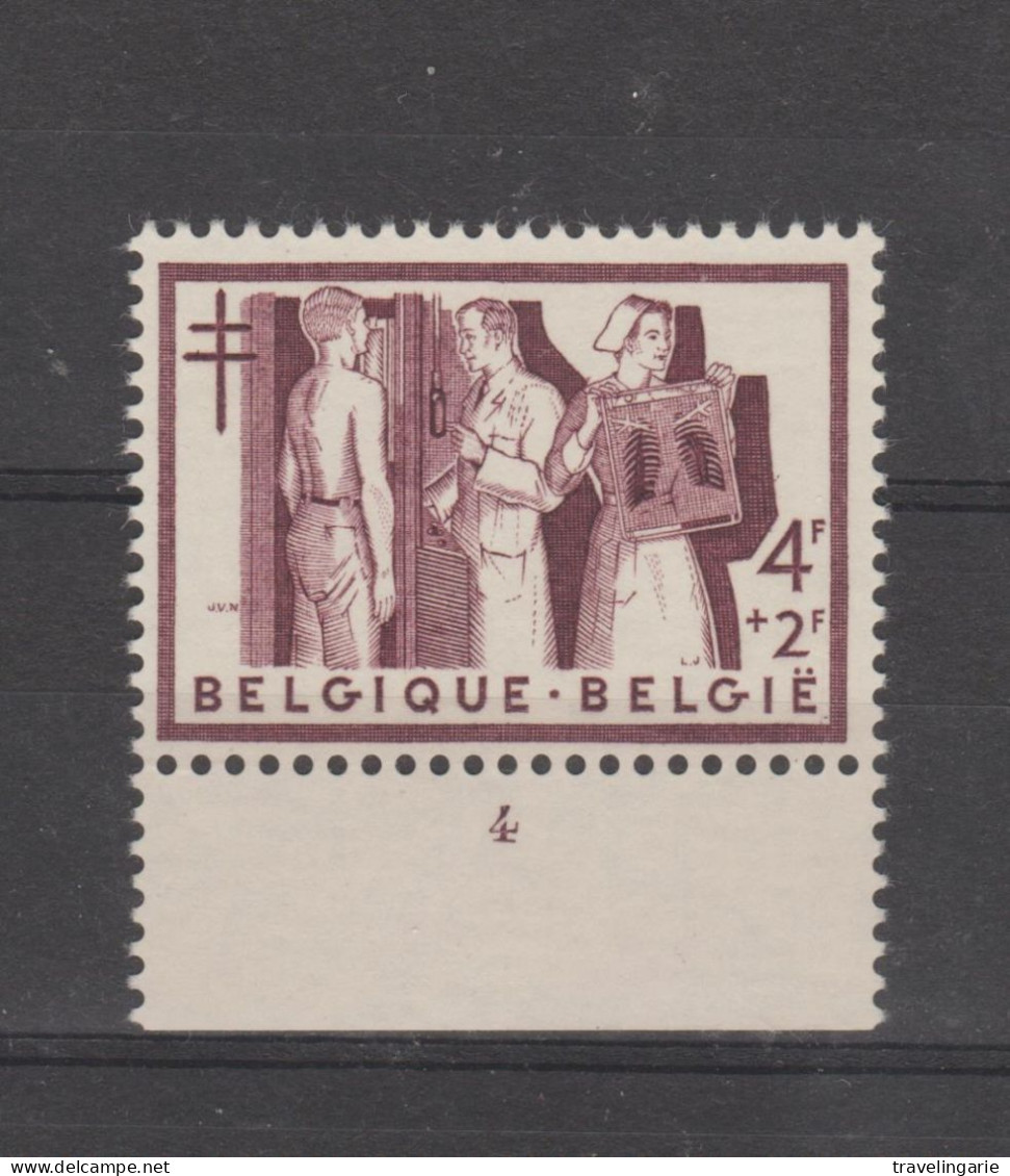 Belgium 1956 Fight Against Tuberculosis 4 Francs Plate 3 MNH ** - ....-1960