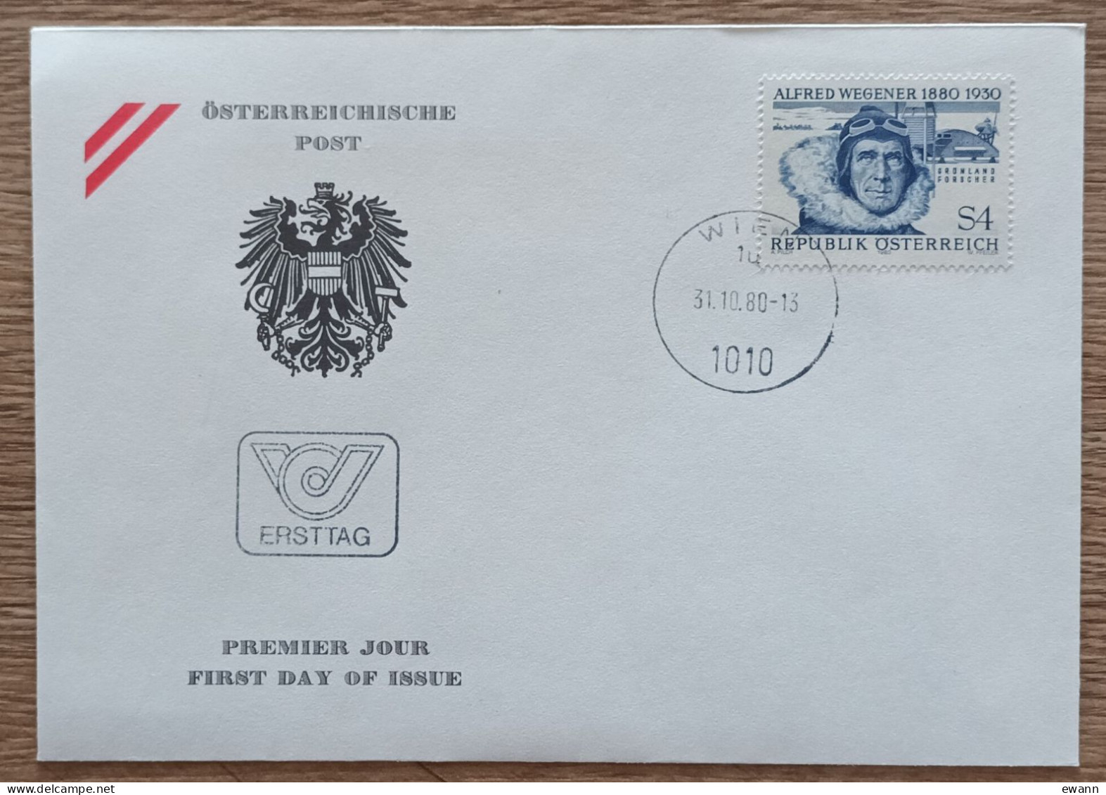 Autriche - FDC 1980 - YT N°1489 - Alfred Wegener, Géophysicien - FDC