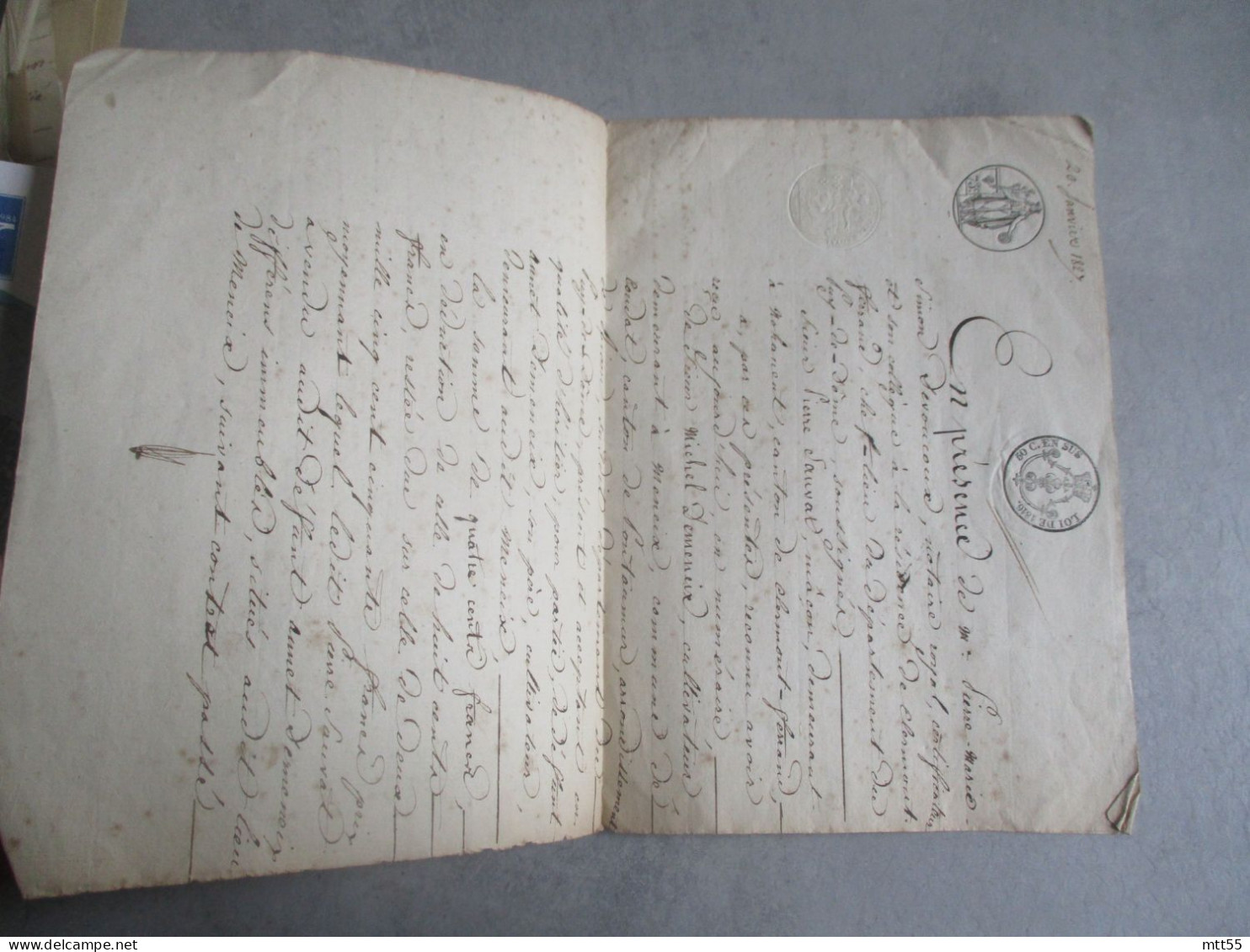 1827  PUY DE DOME  TIMBRE SEC  TIMBRE FISCAL QUITTANCE SAUVAT A NOHANENT POUR DEMENEIX A MENEIX - Manuscritos