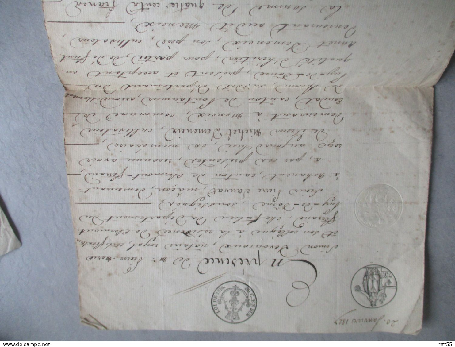 1827  PUY DE DOME  TIMBRE SEC  TIMBRE FISCAL QUITTANCE SAUVAT A NOHANENT POUR DEMENEIX A MENEIX - Manuscripts