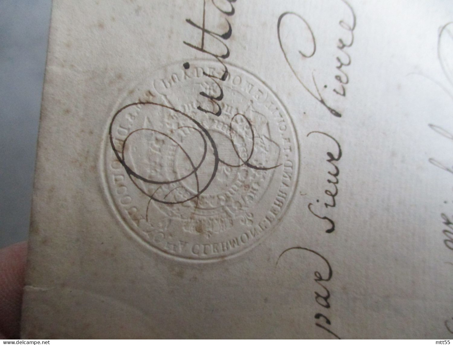 1827  PUY DE DOME  TIMBRE SEC  TIMBRE FISCAL QUITTANCE SAUVAT A NOHANENT POUR DEMENEIX A MENEIX - Manuscrits