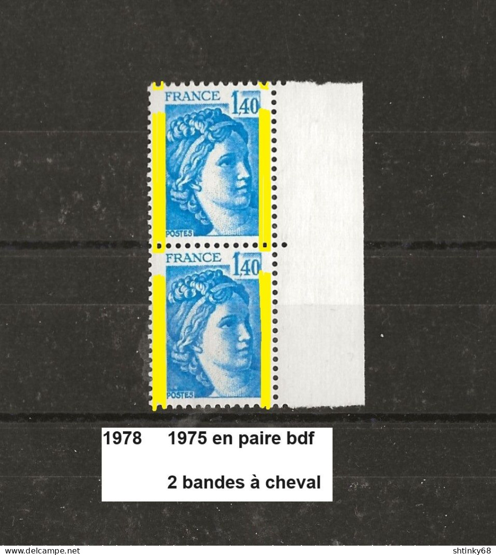 Variété Paire De 1978 Neuf ** Y&T N° 1975 Avec 2 Bandes à Cheval En Bdf - Unused Stamps