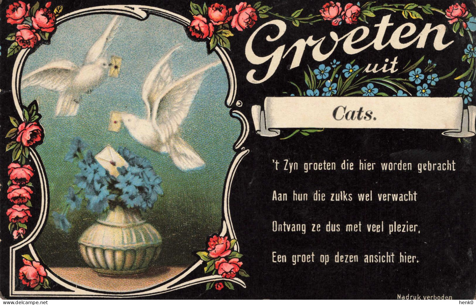 Kats Groeten Uit Fantasiekaart Oud 1919 C3183 - Other & Unclassified