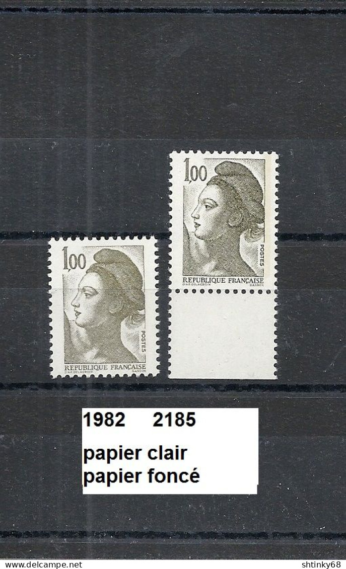 Variété De 1982 Neuf** N° 2185 Papier Clair & Papier Foncé - Unused Stamps