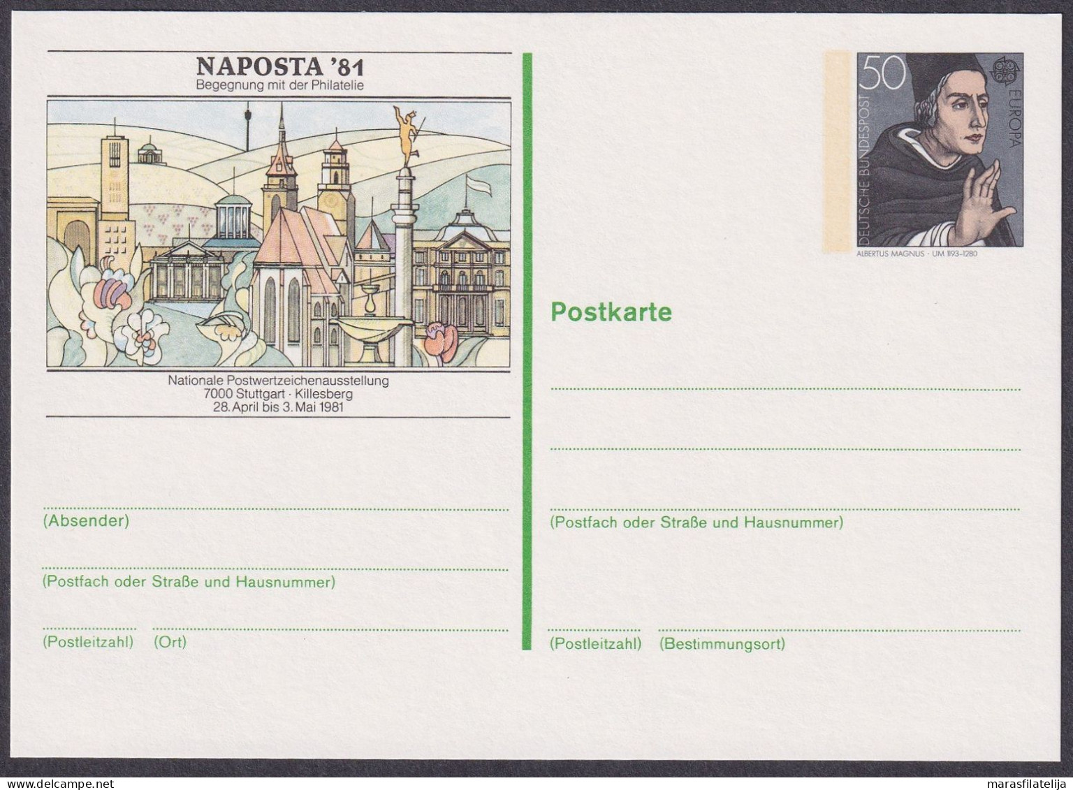 Germany, BRD 1981, NAPOSTA, Killesberg, Special Stationery Card - Sonstige & Ohne Zuordnung