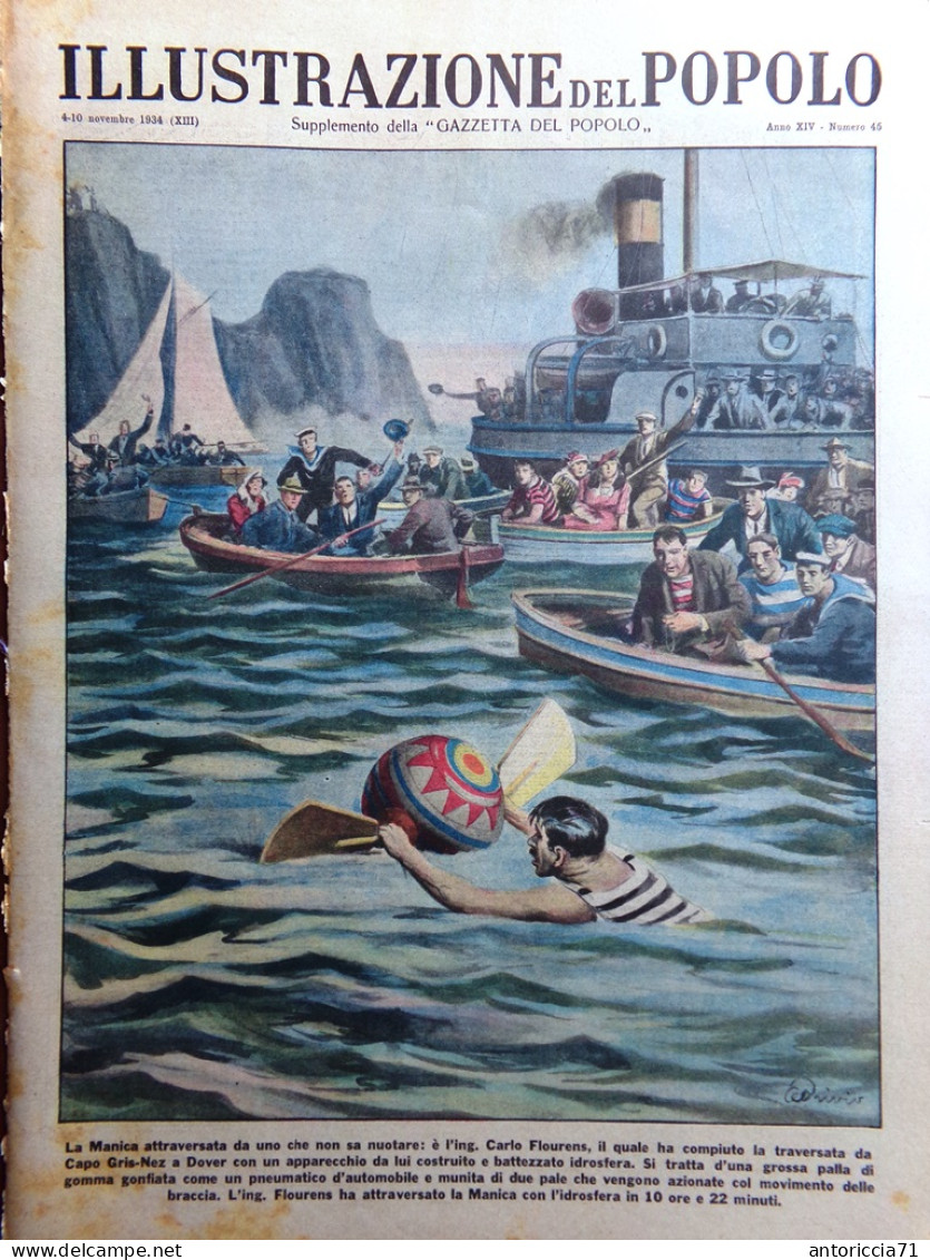 Illustrazione Del Popolo 10 Novembre 1934 Desenzano Isola Tesoro Fontane Di Roma - Andere & Zonder Classificatie