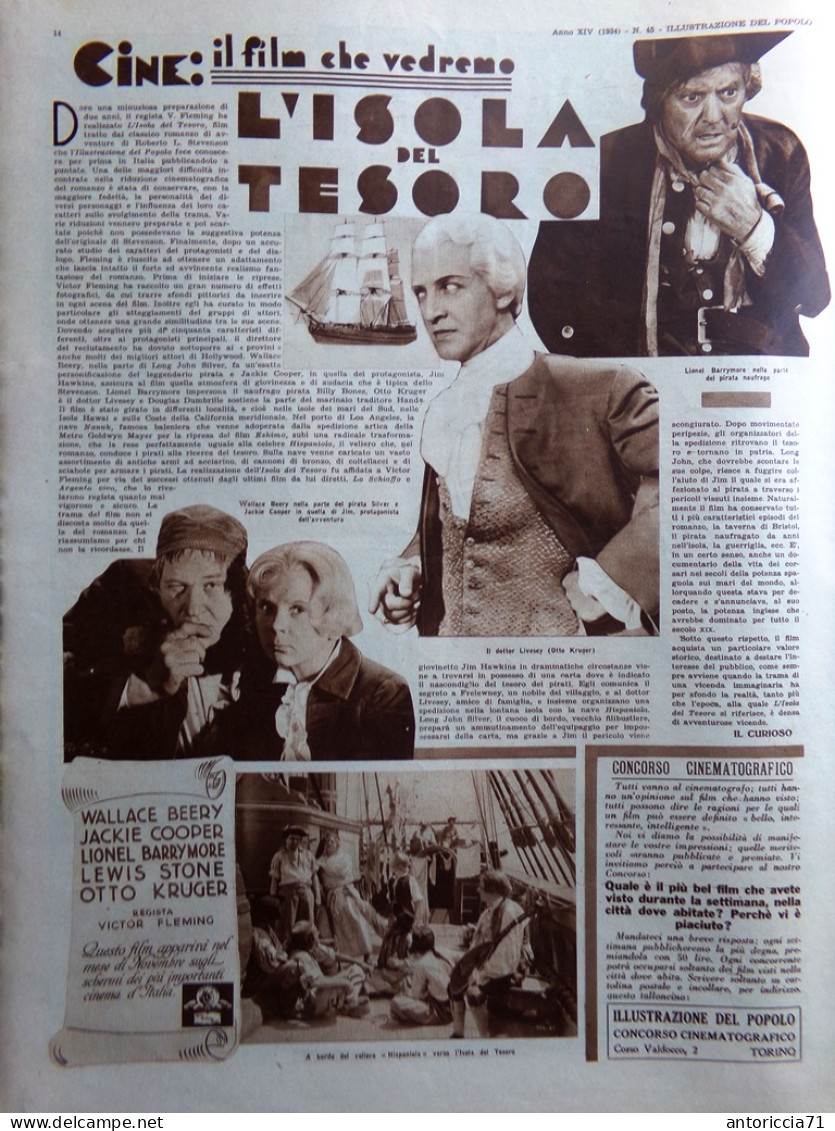 Illustrazione Del Popolo 10 Novembre 1934 Desenzano Isola Tesoro Fontane Di Roma - Andere & Zonder Classificatie