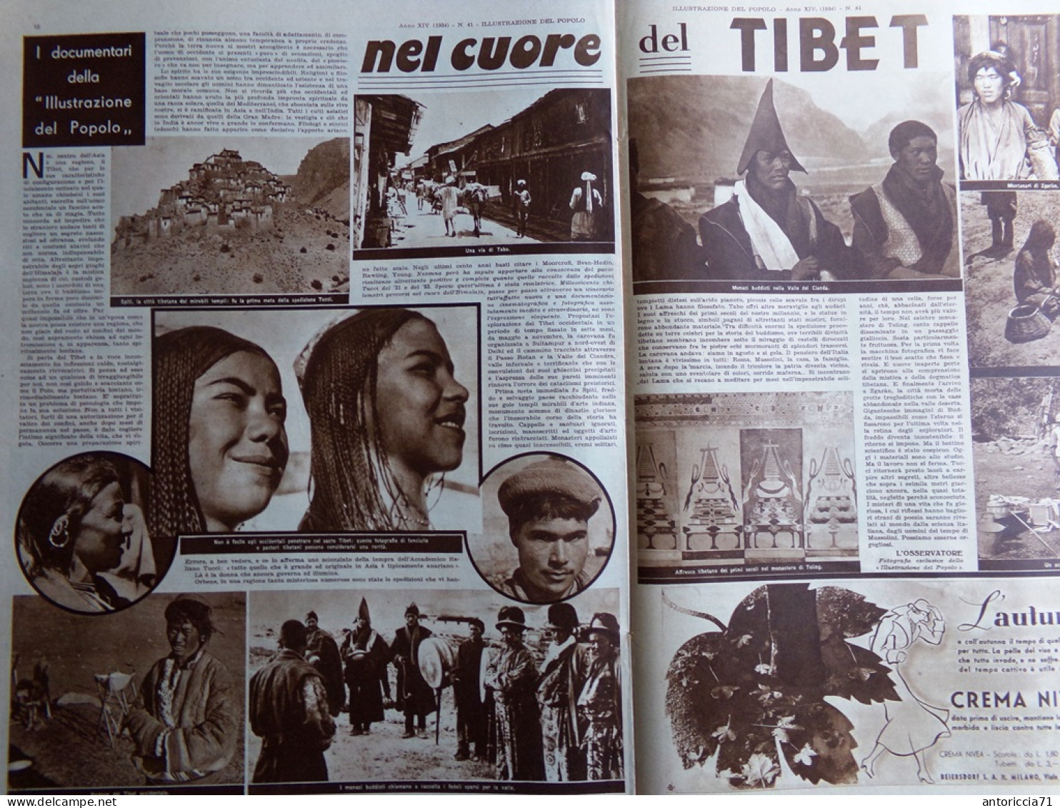 Illustrazione Del Popolo 13 Ottobre 1934 Tibet Lindbergh Streghe Sport In Russia - Autres & Non Classés