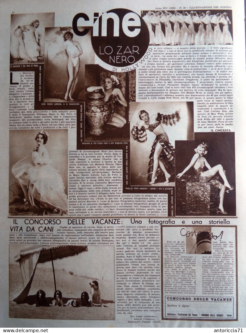 Illustrazione Del Popolo 26 Agosto 1934 Renne Candia Schiavi Broughton Microfono - Autres & Non Classés