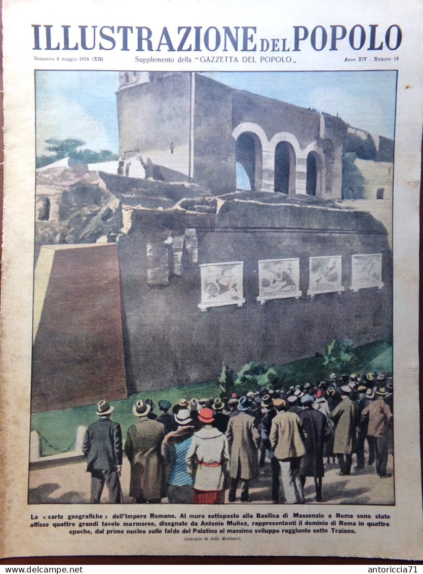 Illustrazione Del Popolo 6 Maggio 1934 Oberdan Piola Furto Gioconda Chaplin Mare - Sonstige & Ohne Zuordnung