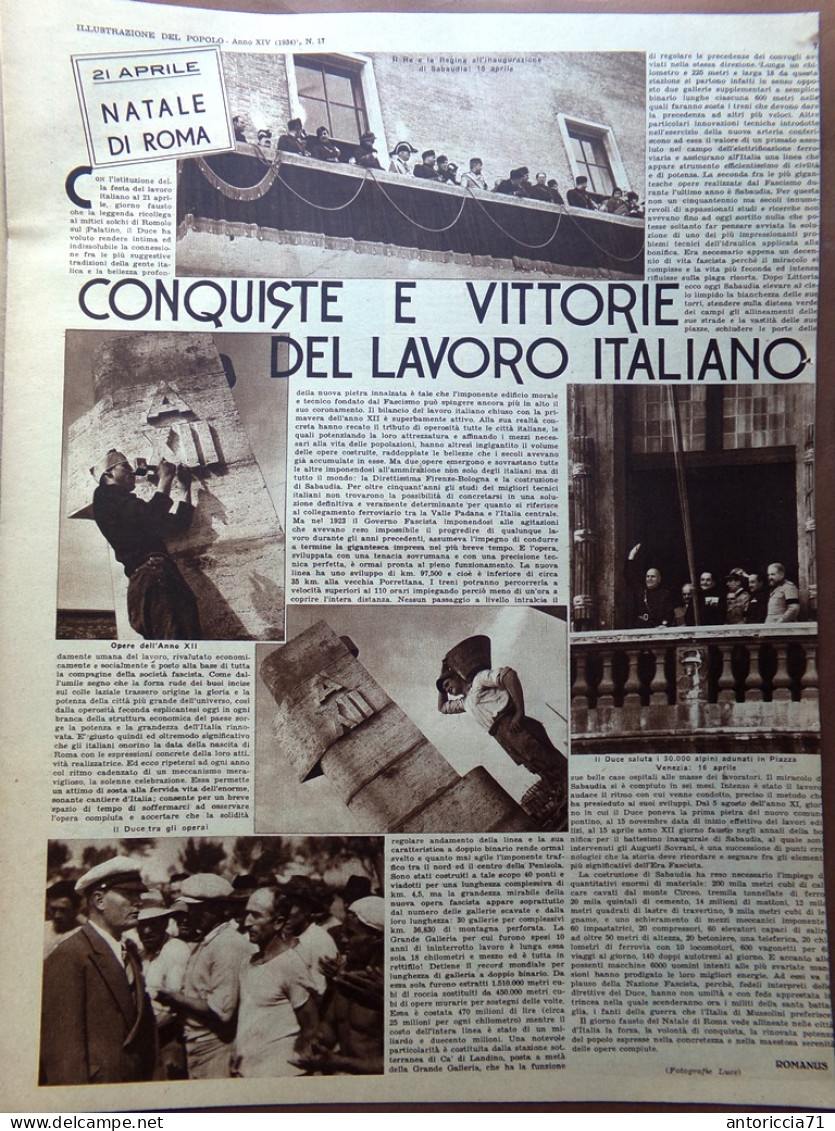 Illustrazione Del Popolo 29 Aprile 1934 Donati Spettacolo Masse Sant'Angelo Mani - Other & Unclassified