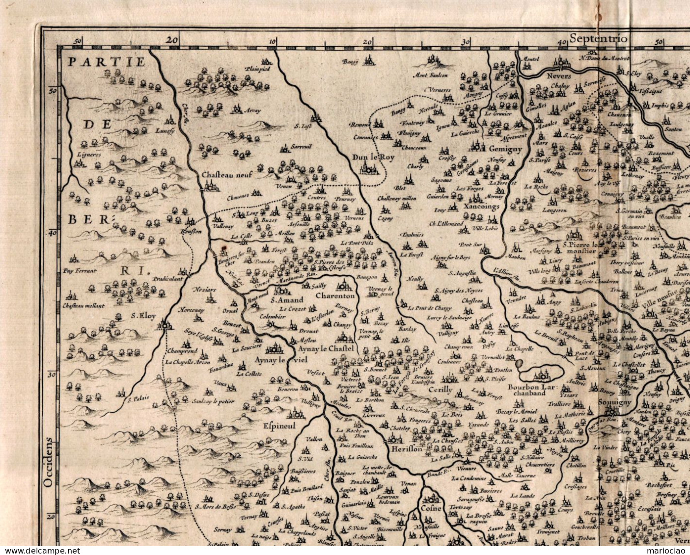 ST-FR ALLIER Borbonium Ducatus, Bourbonnois 1631 BLAEU Gravure Sur Cuivre - Estampes & Gravures