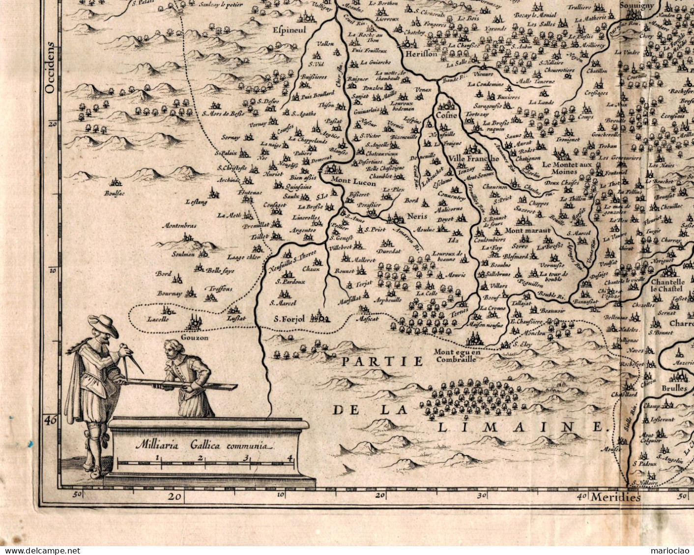 ST-FR ALLIER Borbonium Ducatus, Bourbonnois 1631 BLAEU Gravure Sur Cuivre - Stiche & Gravuren