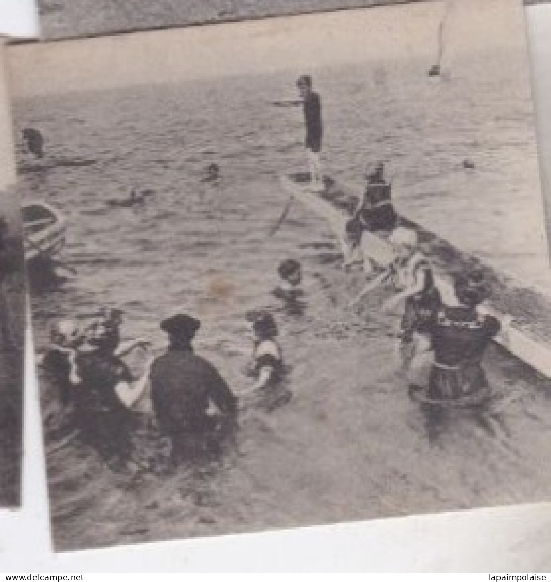 Photo Scene De Plage Baigneurs Baigneuses Semble En Normandie ?  Réf 30235 - Bateaux