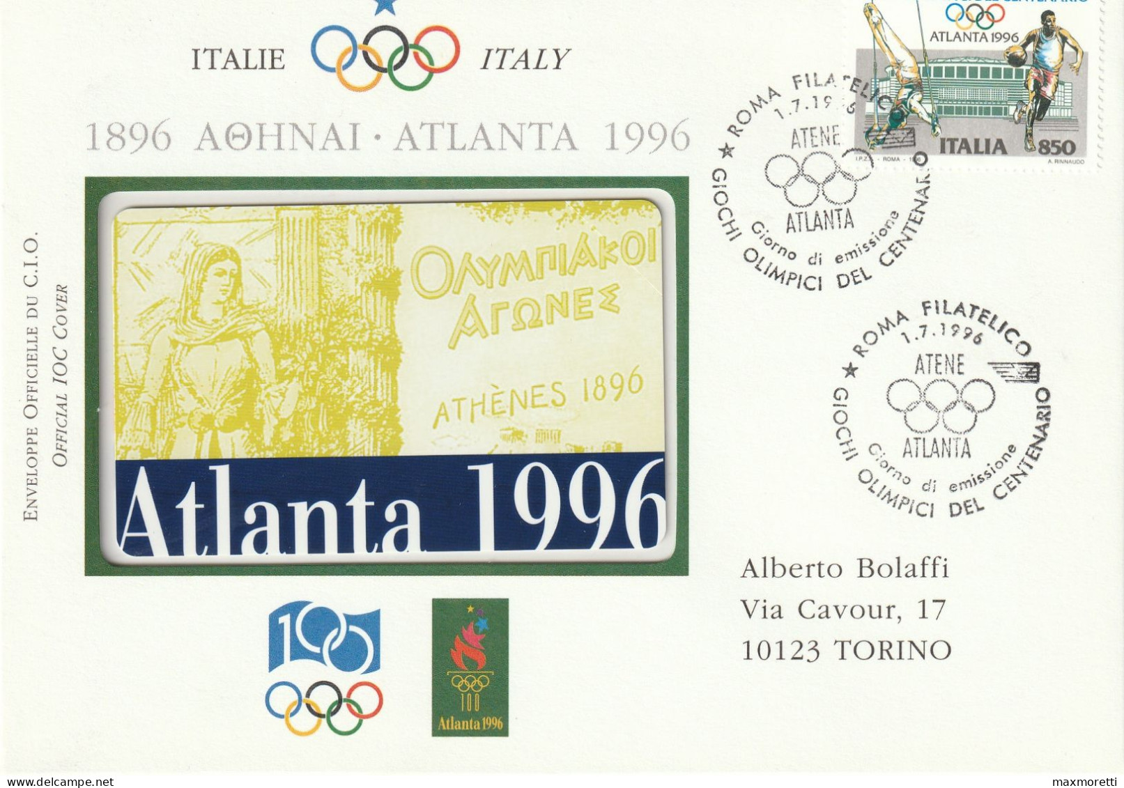 Busta E Scheda Telecom Per Le Olimpiadi Atlanta 1996 - Olympische Spiele