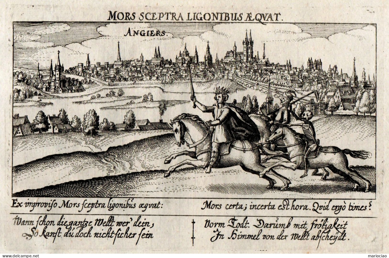 ST-FR ANGERS 1678~ ANGIERS Daniel Meisner - MORS SCEPTRA LIGONIBUS AEQUAT - Estampes & Gravures