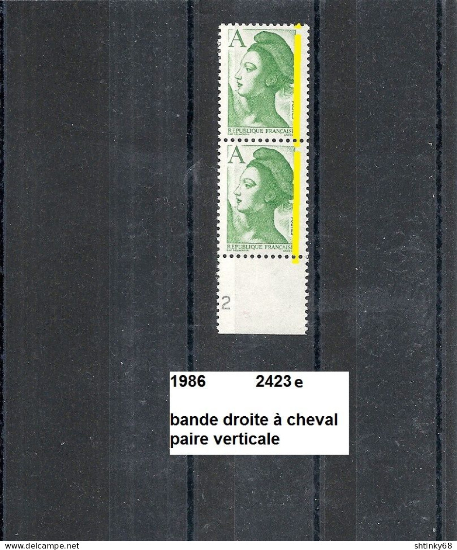 Variété Paire De 1986 Neuf** Y&T N° 2423e Avec 1 Bande Droite à Cheval - Unused Stamps