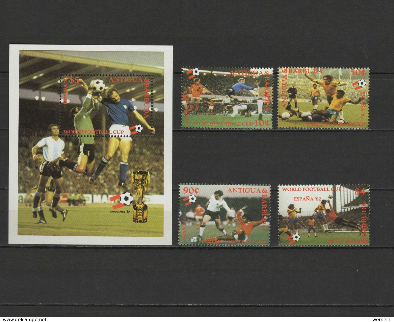 Antigua 1982 Football Soccer World Cup Set Of 4 + S/s MNH - 1982 – Espagne