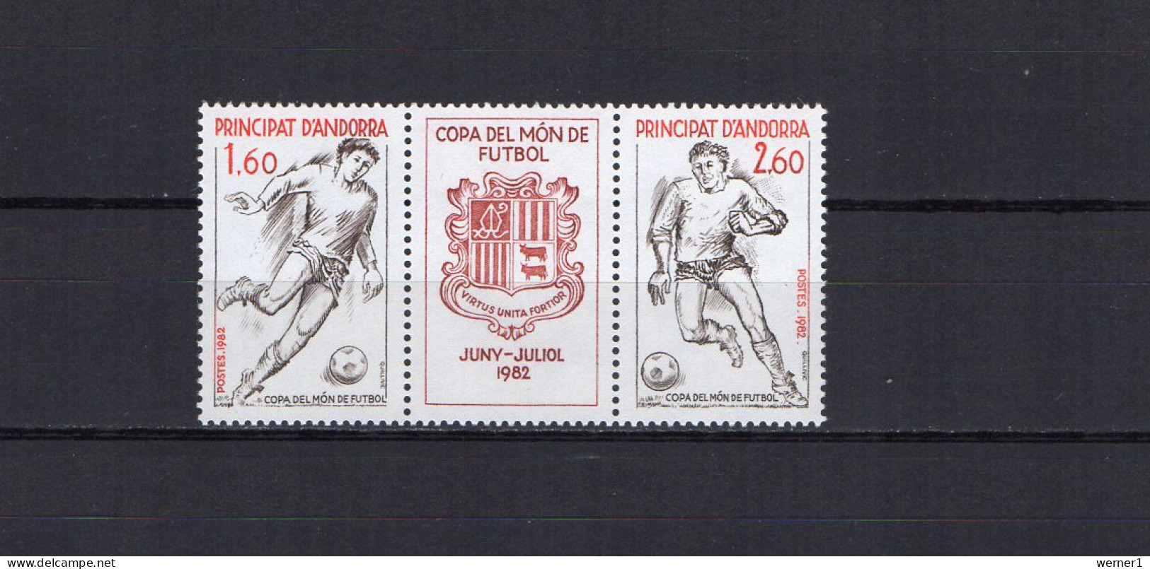 Andorra French 1982 Football Soccer World Cup Set Of 2 With Label MNH - 1982 – Espagne