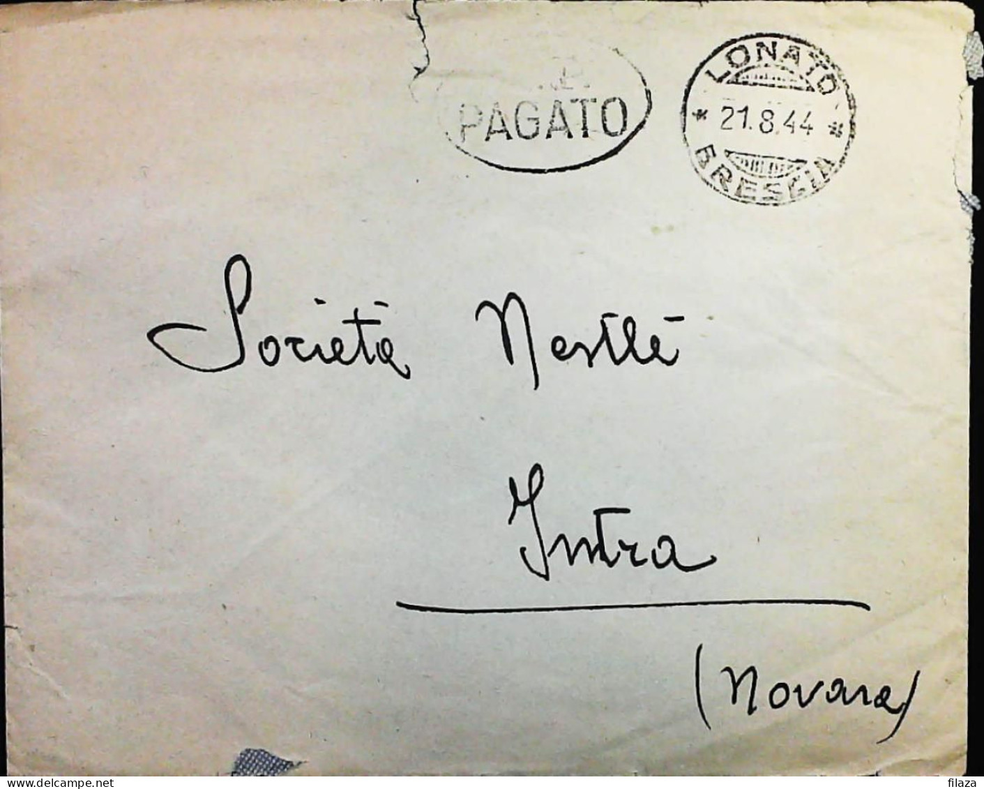 RSI 1943 - 1945 Lettera / Cartolina Da Lonato + Bollo R.P.PAGATO Carenza Francobolli - S7449 - Marcophilia