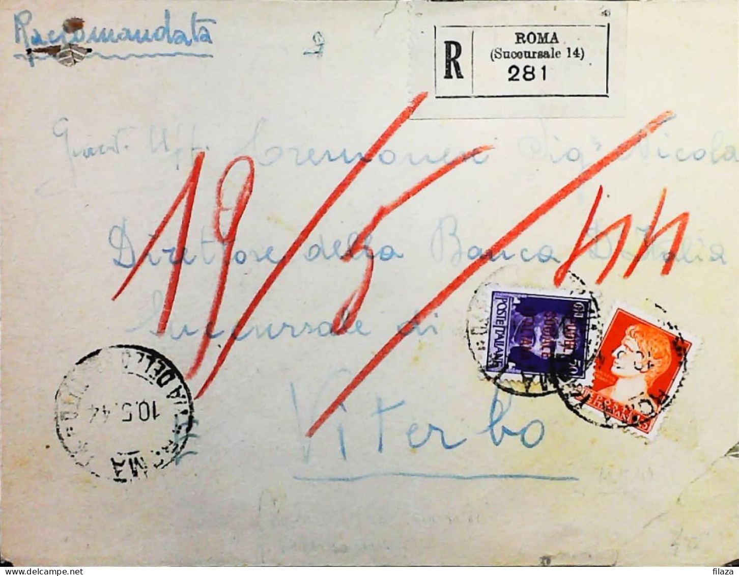 RSI 1943 - 1945 Raccomandata Da Roma  - S7534 - Poststempel
