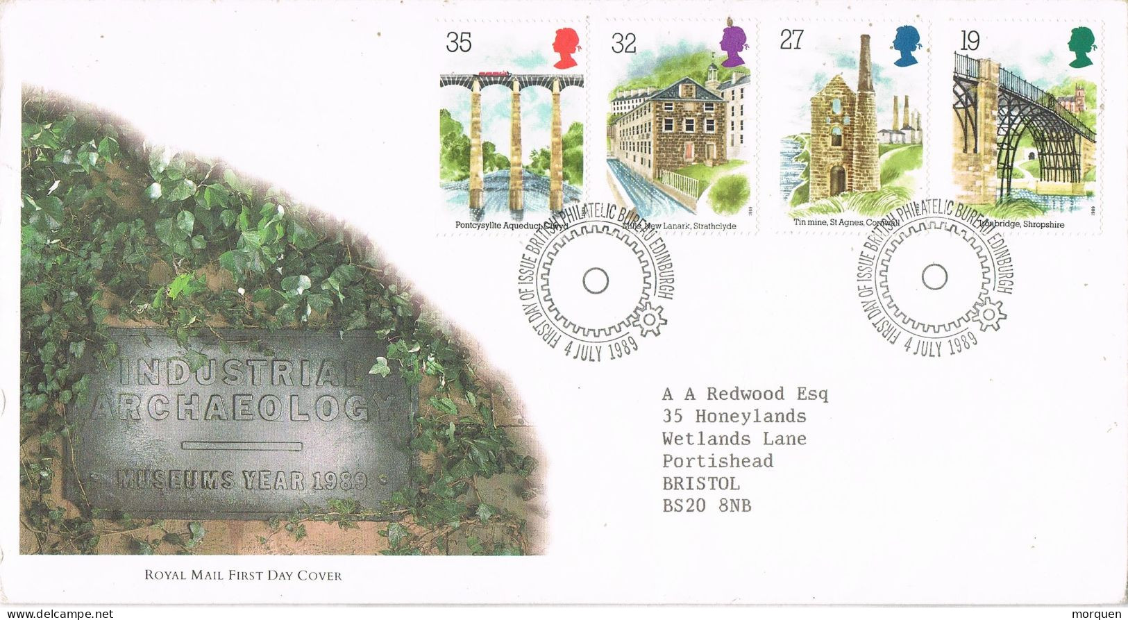 54996. Carta F.D.C. EDINBURGH (England) 1989. Industrial Archaeology. Arqueologia Industrial - 1981-1990 Decimale Uitgaven