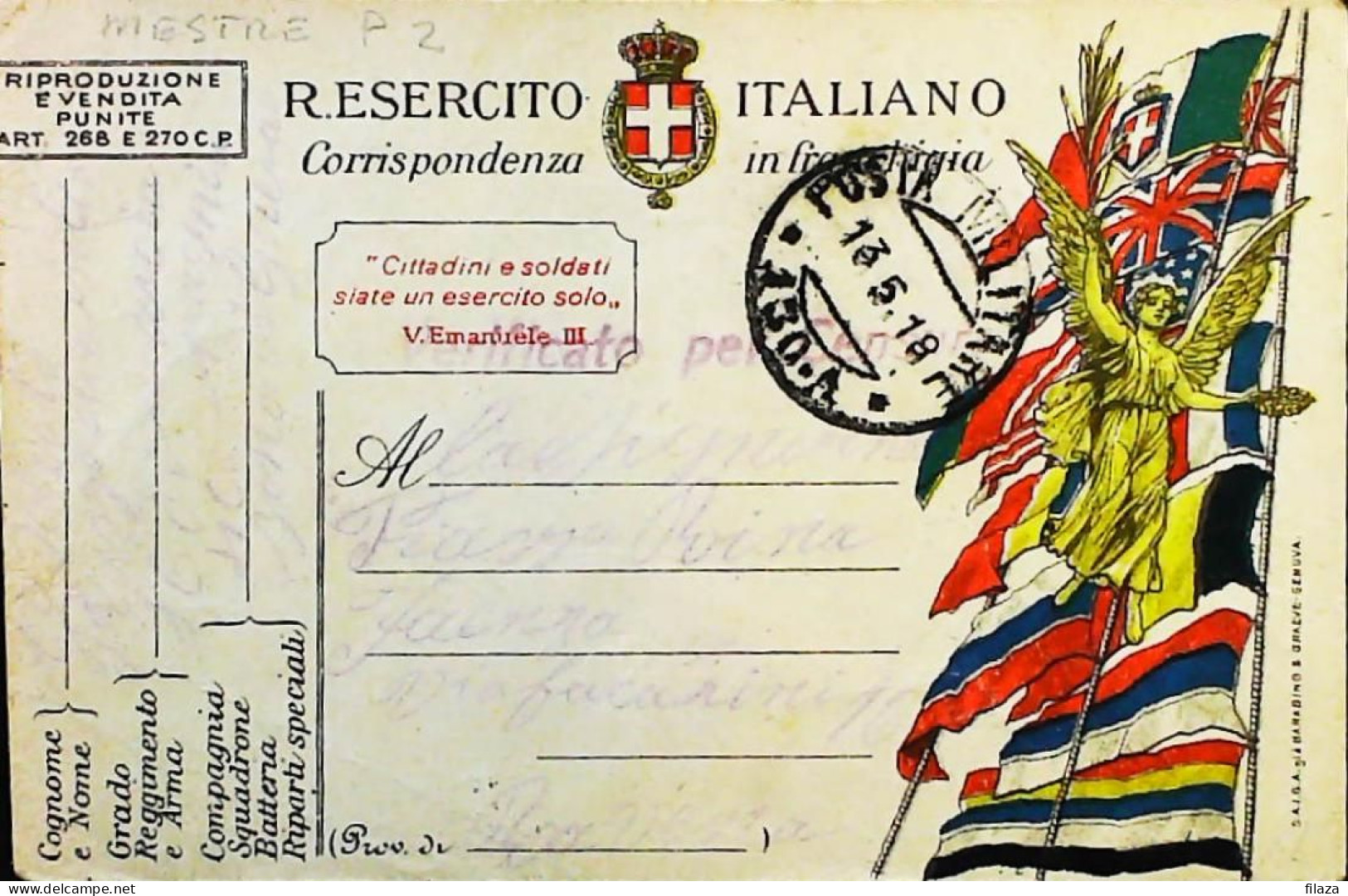 ITALY - WW1 – WWI Posta Militare 1915-1918 – S8020 - Military Mail (PM)
