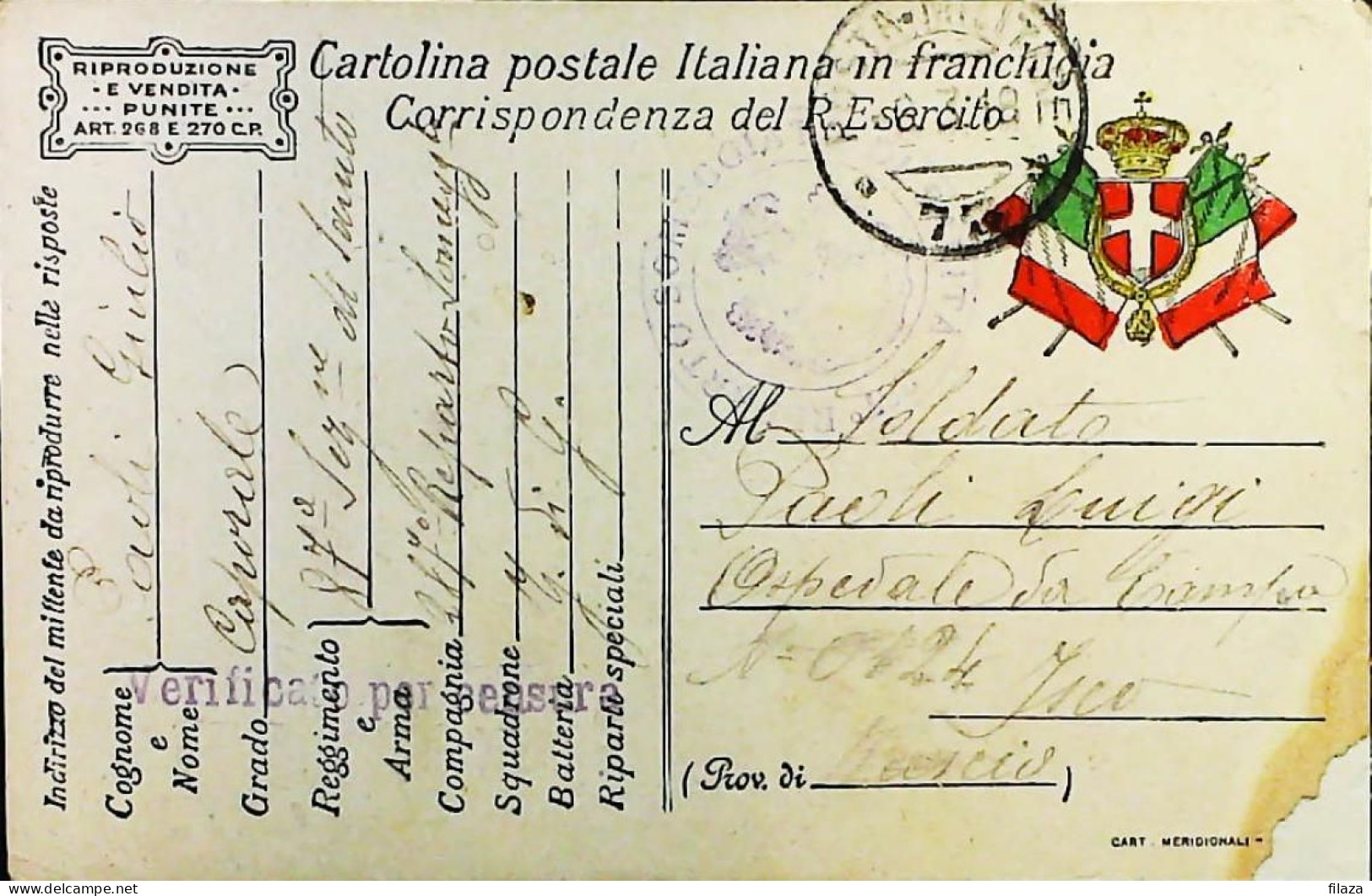 ITALY - WW1 – WWI Posta Militare 1915-1918 – S8015 - Poste Militaire (PM)