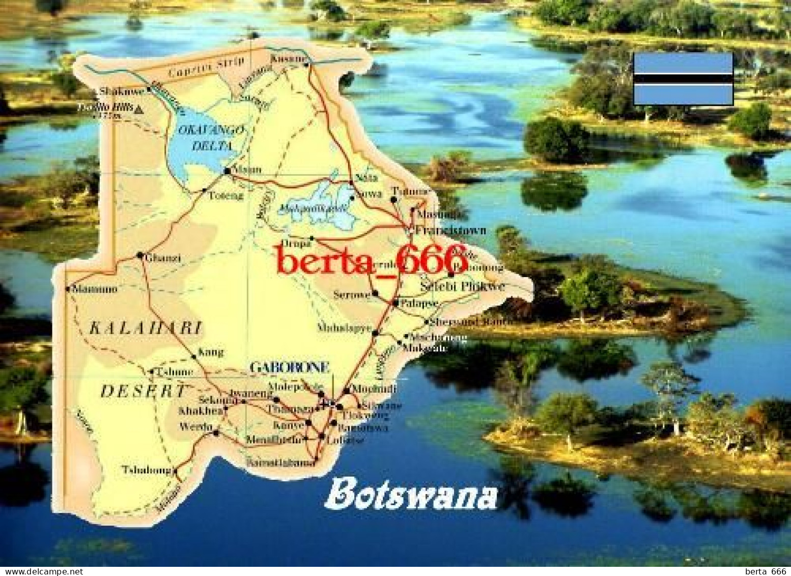 Botswana Country Map New Postcard * Carte Geographique * Landkarte - Botswana