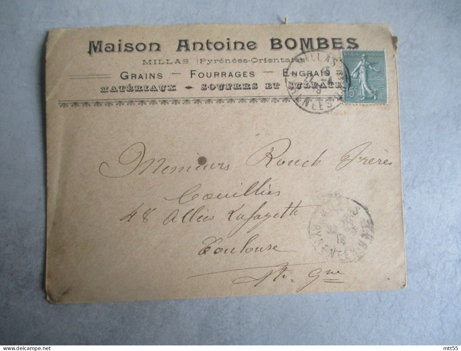 Millas Maison Antoine Bombes Grains Enveloppe Commerciale - 1900 – 1949